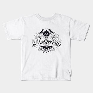 Spiderweb and Pumpkin Halloween Kids T-Shirt